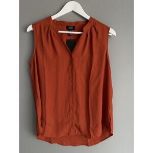 NWT Jones New York Signature Sleeveless Blouse Top Orange Button Front Medium